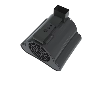 Black Electronic Device With Ventilation Holes And Plug Interface Design 3d model
