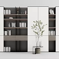 Modern Bookcase Interior Design With Open Shelves Books Decorative Items And Potted Plant