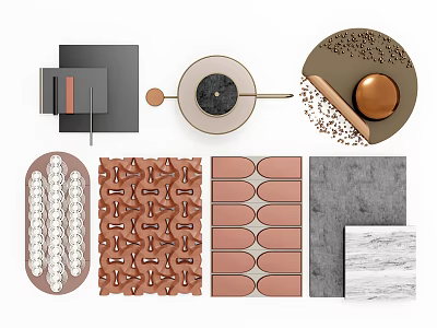 Modern Wall Decor Designs With Geometric Patterns Marble Texture And Copper Accents 3d model
