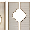 Modern Wooden Room Divider Screen With Openwork Circular And Petal Patterns 3d model