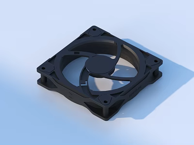 Square Black Cooling Fan with Protective Frame and Rotating Blades for Home Use 3d model