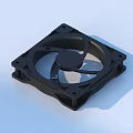 Square Black Cooling Fan with Protective Frame and Rotating Blades for Home Use