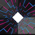 Cartoon Scene Featuring Neon Blue And Red Lines In Geometric Tunnel Design