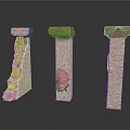 Ancient Stone Pillars With Damaged And Intact Structures And Rough Texture 3d model