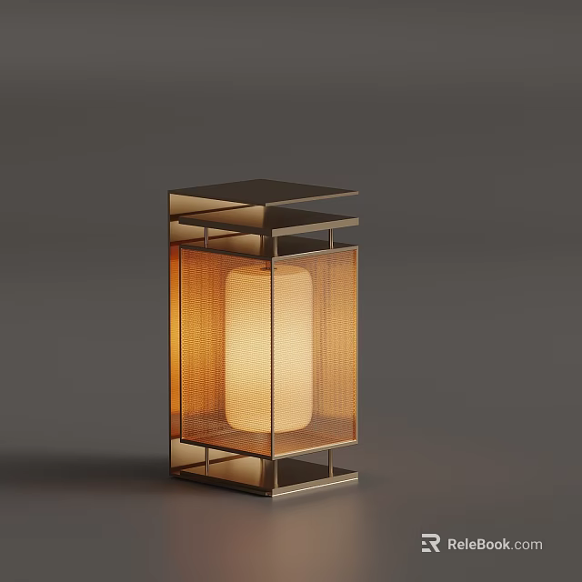 Minimalist Modern Table Lamp With Sleek Metal Frame And Soft Fabric Shade 3d model 