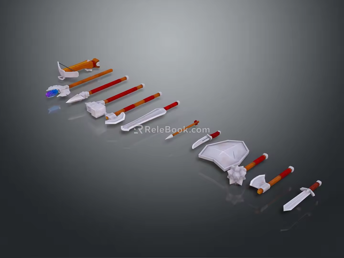 Cold weapons Sword Axe Hook Fork Spear Trident Melee Weapon Military 3d model