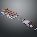 Cold weapons Sword Axe Hook Fork Spear Trident Melee Weapon Military 3d model