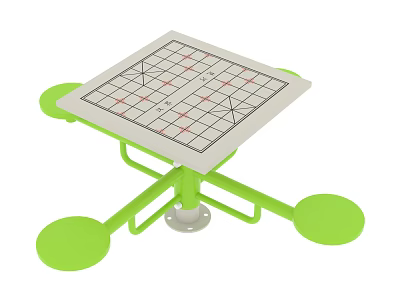 Outdoor Kids Playground Equipment With Square Chessboard Surface And Green Seats 3d model