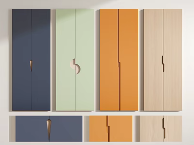 Modern Wardrobe Doors With Multiple Colors And Different Handle Designs For Home Interiors 3d model