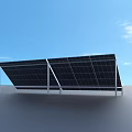 Solar Panels Installation Structure With Metal Frame And Photovoltaic Cells