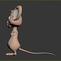 3D Animated Cartoon Mouse Character With Large Ears Pink Body And Smiling Expression