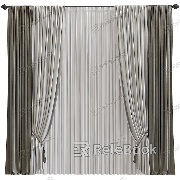 European-style Fabric Plain Curtain model