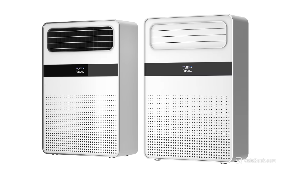 Modern White Air Conditioner Fans With Digital 3d model 