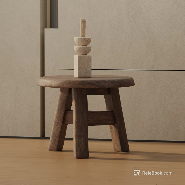 Minimalist Wooden Side Table With Natural Tone And Sturdy Legs For Modern Living Room Decor 3d model 