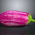 Vibrant Fresh Purple And White Striped Eggplant Isolated On Dark Background