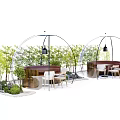 Outdoor Public Seating Area With Transparent Domes Green Plants And Stones