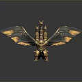 Majestic Three Headed Dragon Game Movie Character With Golden Black Wings And Mythical Design
