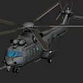 Detailed Silver Gray Helicopter With Rotors Fuselage Windows And Landing Gear