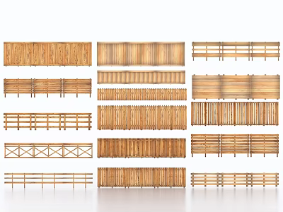 Architectural Exterior Wall With Various Wooden Fence Designs And Decorative Styles 3d model