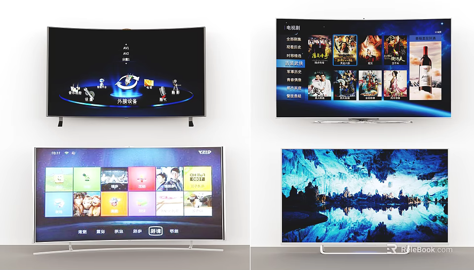 Smart TV Featuring 4K Ultra HD Curved Display Streaming Apps And Game Interface 3d model 