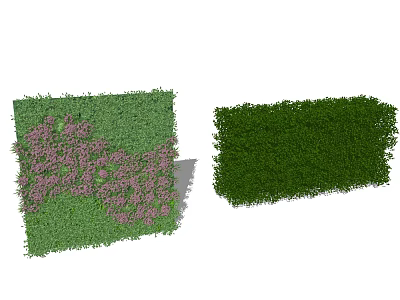 Decorative Green Plant Wall With Purple Flowers And Lush Green Foliage 3d model