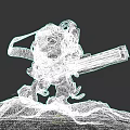Heavy Mechanical Weapon Design With Snowy Ground And Detailed