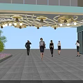 Ornate Outdoor Ceiling Design With Curved Structure Circular Lights and Decorative Elements