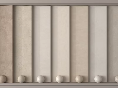Vertical Light Beige Panels with White Round Bases Decorative Arrangement 3d model