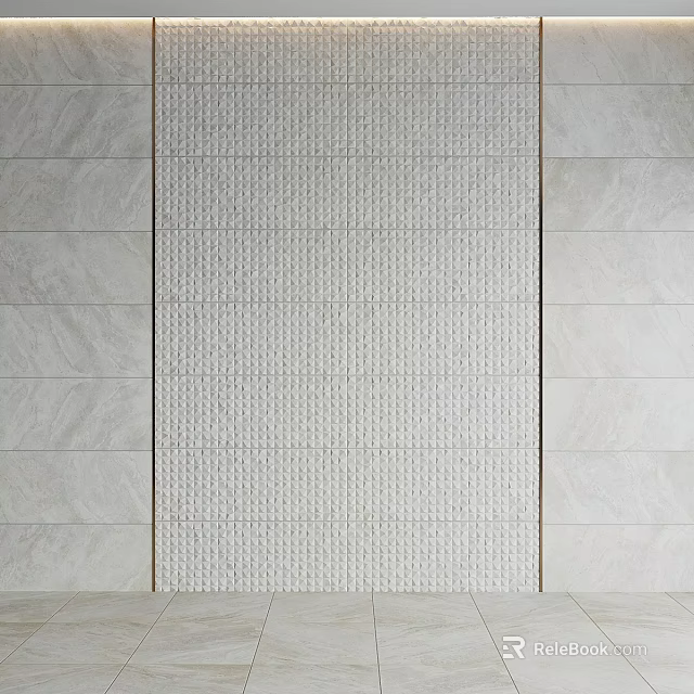 Textured Stone Wall Component With Central Panel And Smooth Surroundings 3d model 