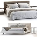 Elegant Modern Double Bed With Neutral Bedding Headboard And Nightstand Design 3d model