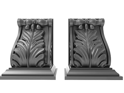 Black Leaf Pattern Carved Decorative Elements With Square Base For Ornamental Use 3d model