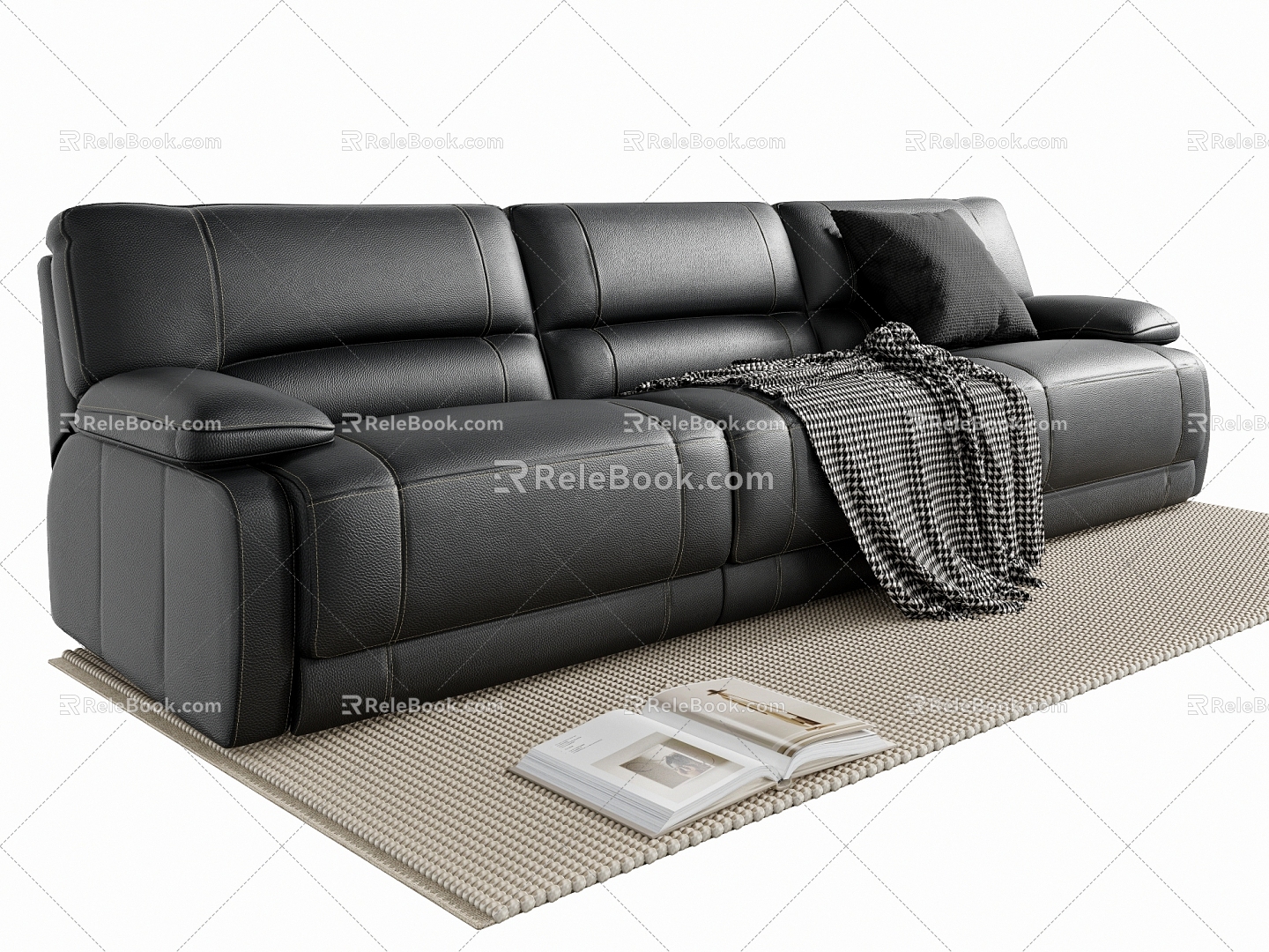 Modern Double Sofa Leather Sofa Living Room Sofa 3d model