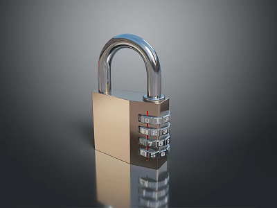 Padlock Metal Security Code Steel Protection Tool Accessories Realistic 3d model