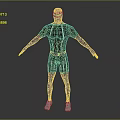 Game and Movie Character 3D Model With Blue Light Effects Tight Fitting Suit Design