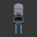 Blue and White Industrial Forklift with Hydraulic Mast Forks and Cab