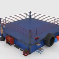 Professional Sports Equipment Setup With Boxing Ring Punching Bag Dumbbells Training Tire And Colored Balls
