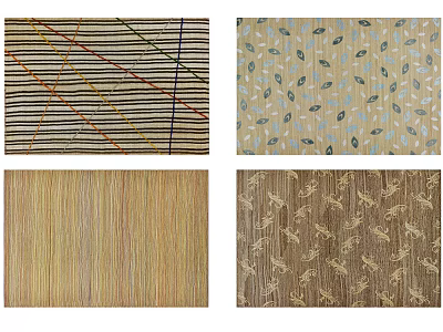 Square Rugs With Striped Leaf Textured And Animal Motifs For Home Decor 3d model
