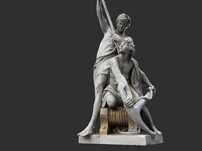 Oil Painting Of Classical Marble Sculpture With Standing And Seated Figures 3d model