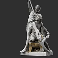 Oil Painting Of Classical Marble Sculpture With Standing And Seated Figures