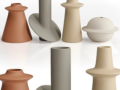 Modern Minimalist Decorative Ornament Set With Neutral Tones And Geometric Shapes 3d model
