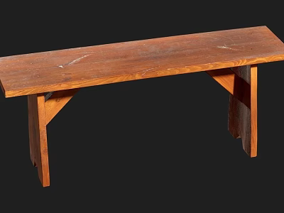 Simple Long Brown Solid Wood Sofa Bench With Sturdy Structure For Living Room 3d model