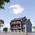 Chinese-style Ancient Building Shops 3d model
