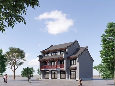 Chinese-style Ancient Building Shops 3d model