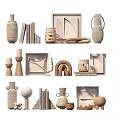 Minimalist Natural Decorative Ornament Sets with Vases Picture Frames Candle Holders and Geometric Sculptures