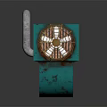 Rusty Green Industrial Fan With Metal Pipe Exhaust And Grid Protected Blades
