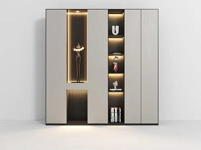 Modern Wine Cabinet With Built in Lighting And Layered Display Shelves 3d model