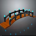 Architectural Stone Bridge Design With Orange Deck And Blue Glowing Elements