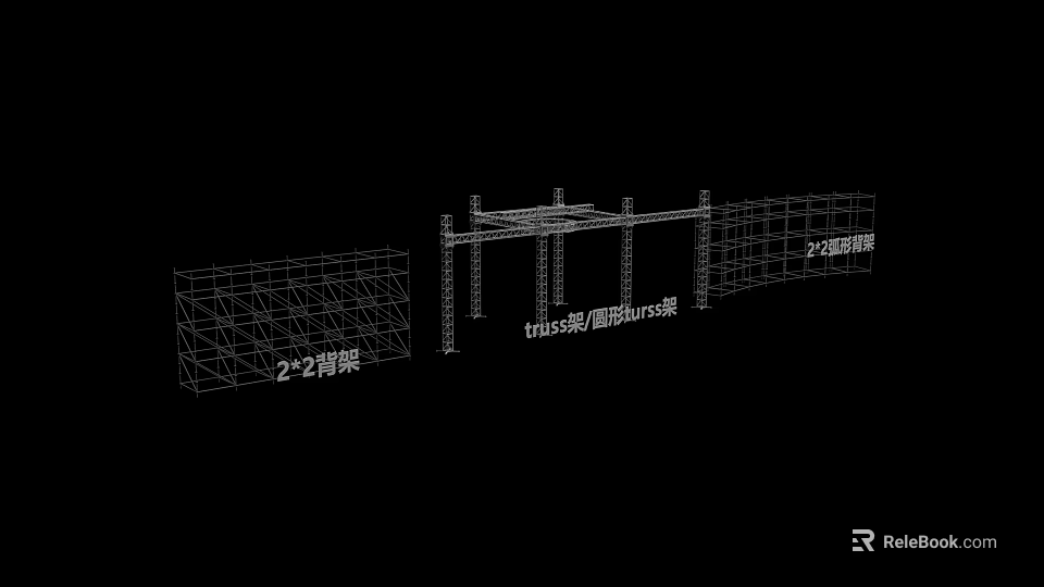 Public Facilities Construction With 2x2 Scaffolding And 100x50 Roof Purlins Support Structures 3d model 
