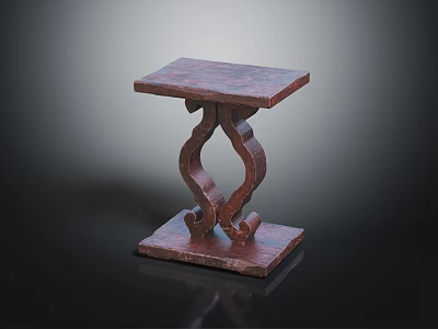 Vintage Wooden Small Table With Intricate Carved Base And Square Top 3d model