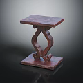 Vintage Wooden Small Table With Intricate Carved Base And Square Top